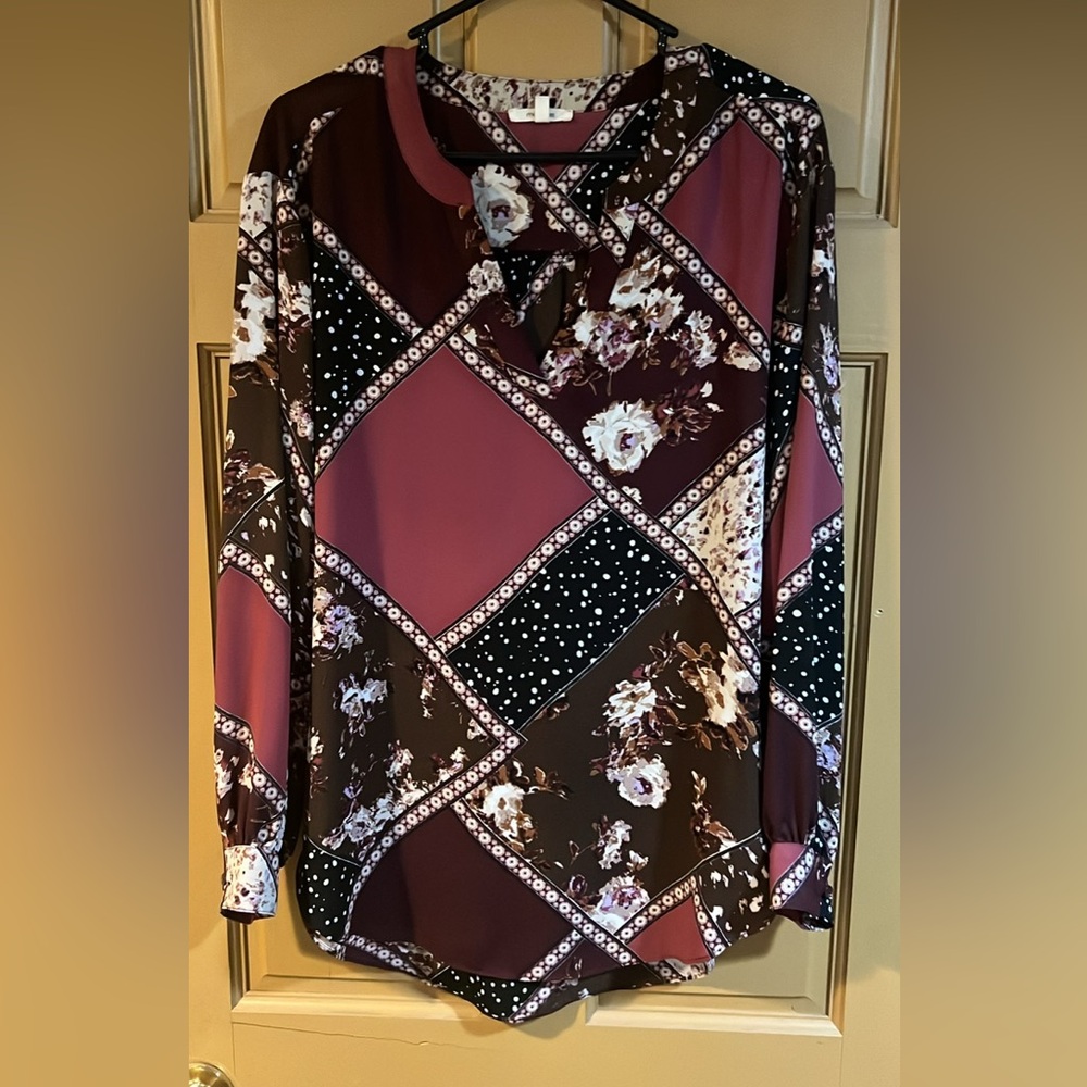 Floral Patchwork Blouse - Pink and Black